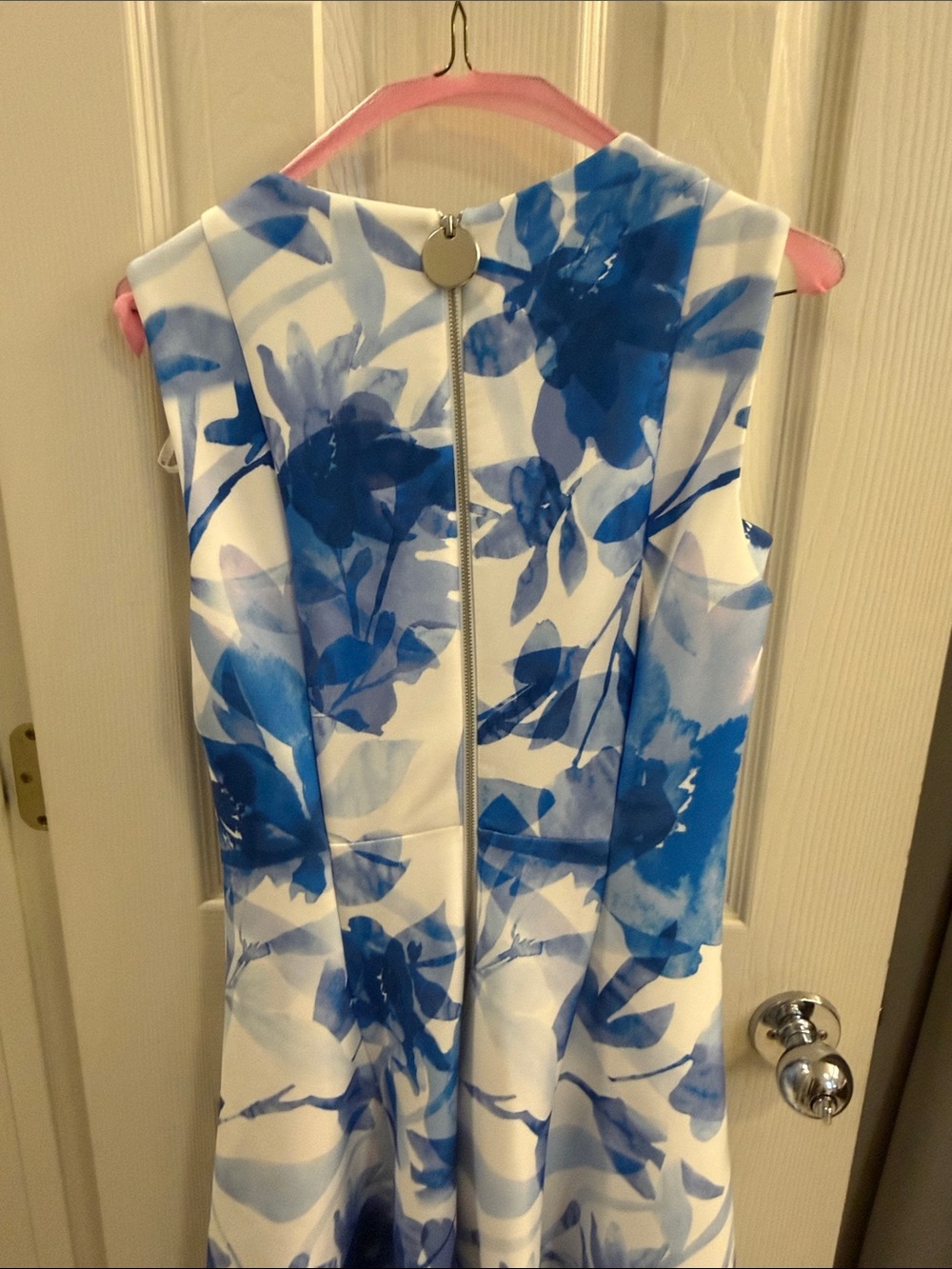 Calvin Klein Blue Floral Midi Dress on White - Picture 11 of 12